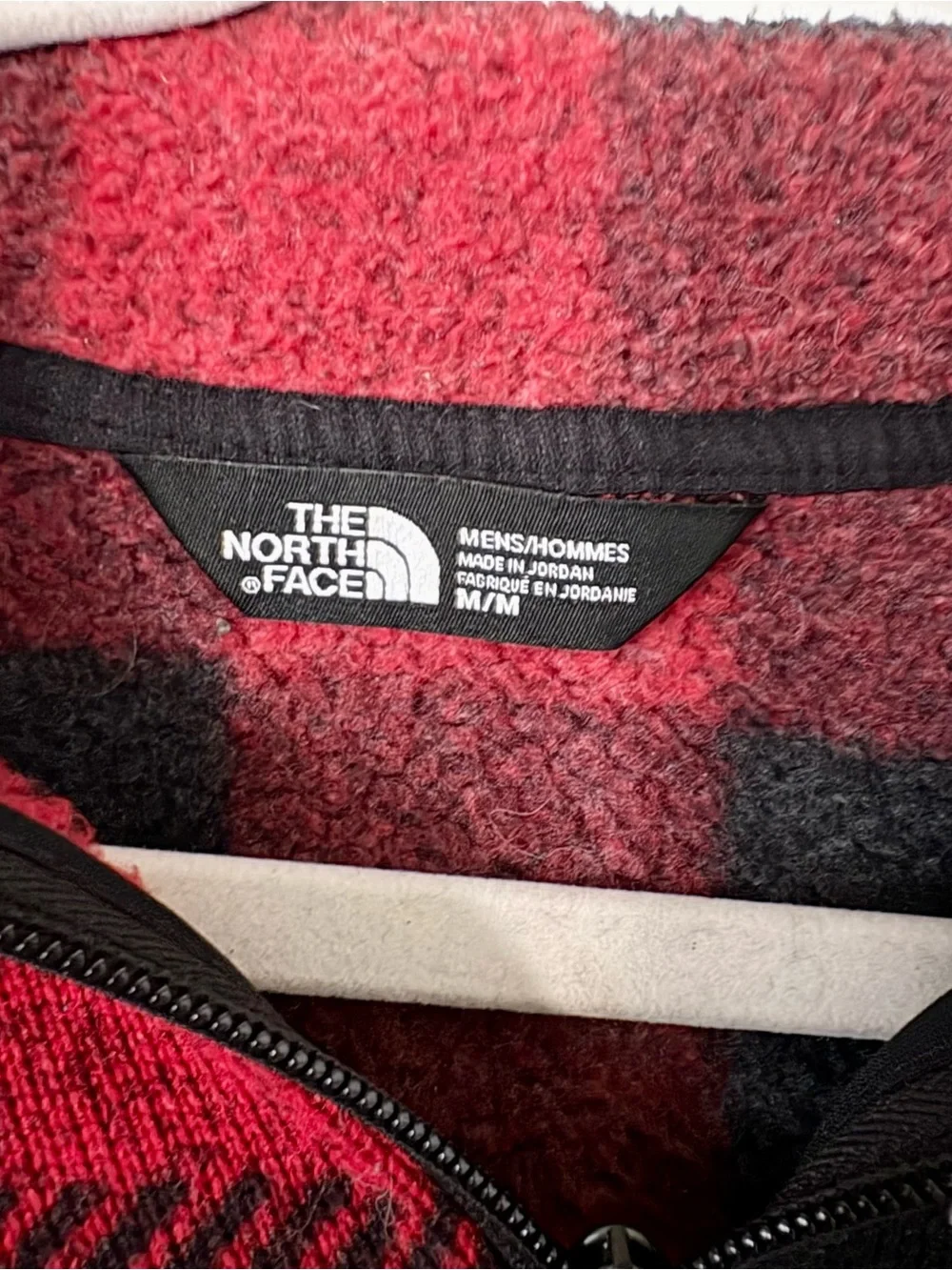 The North Face Men’s Red & Black Buffalo Plaid Quarter Zip Fleece Pullover